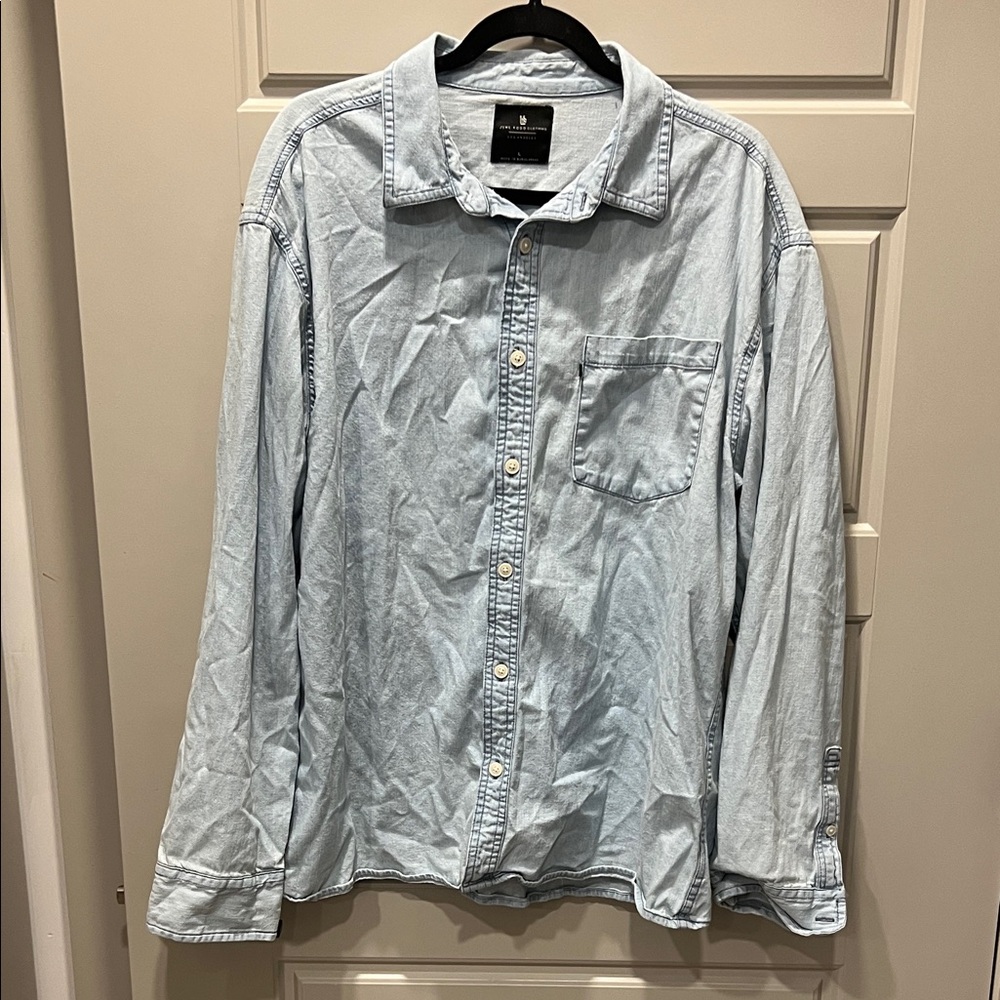 Junk Food Clothing Light Blue Casual Shirt